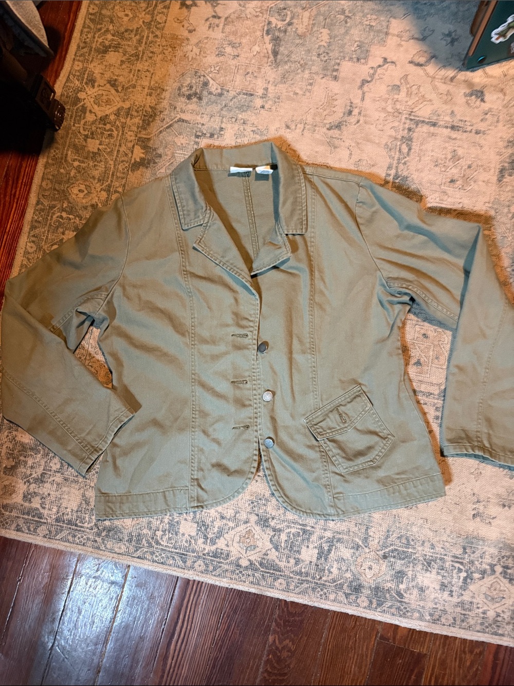 Kim Rogers Olive Green Button-Front Blazer Jacket